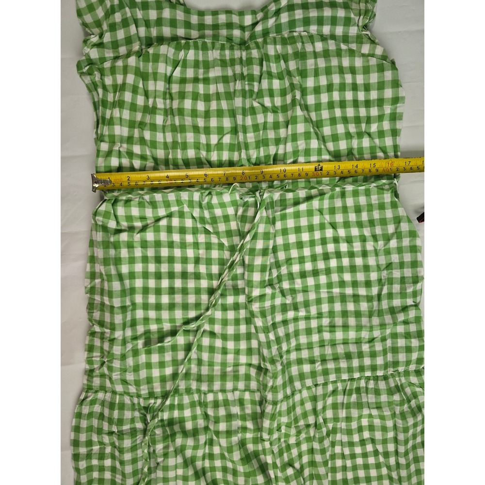 Draper James RSVP Green Gingham Tiered Midi Dress Cotton Ruffle Strap Size M - Picture 10 of 16